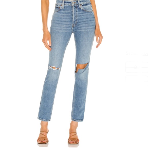 Redone Originals 80s Slim Straight Jeans with rips- size 32 - Picture 1 of 8
